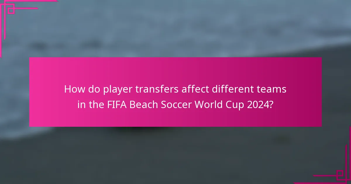How do player transfers affect different teams in the FIFA Beach Soccer World Cup 2024?