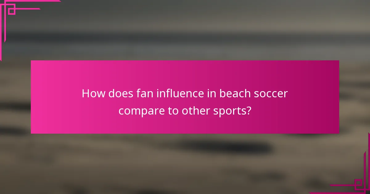 How does fan influence in beach soccer compare to other sports?