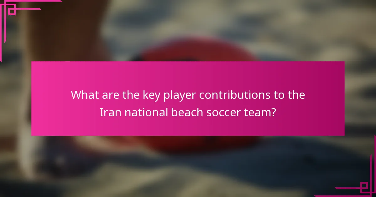 What are the key player contributions to the Iran national beach soccer team?